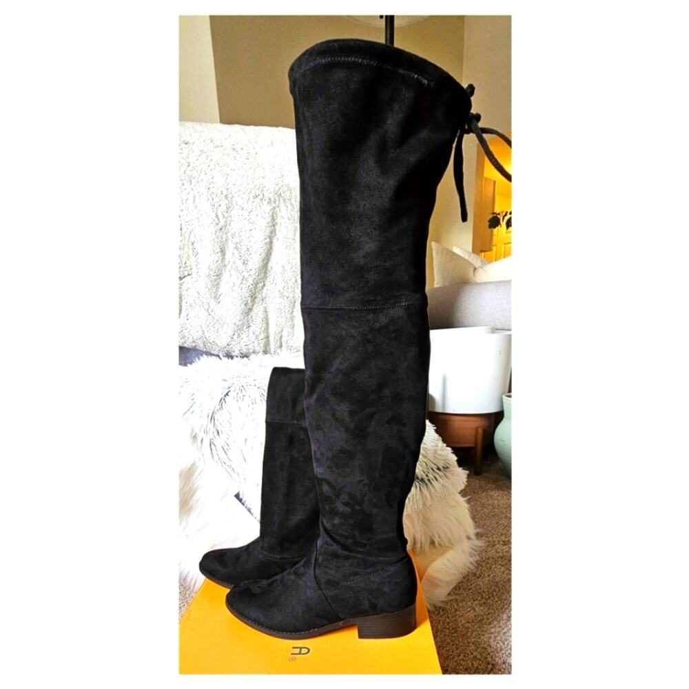 Unisa Black Over the Knee Boots Thigh High Suede Tall Boots Women